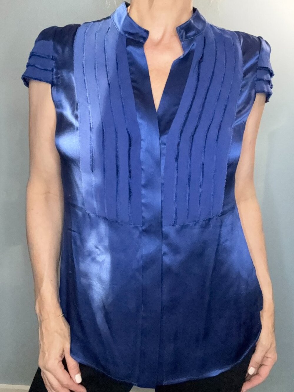 Carolina Herrera silk blouse, deep blue